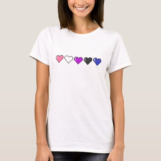 Gendervloeistof vlag Pixel hart T-shirt (Voorkant)