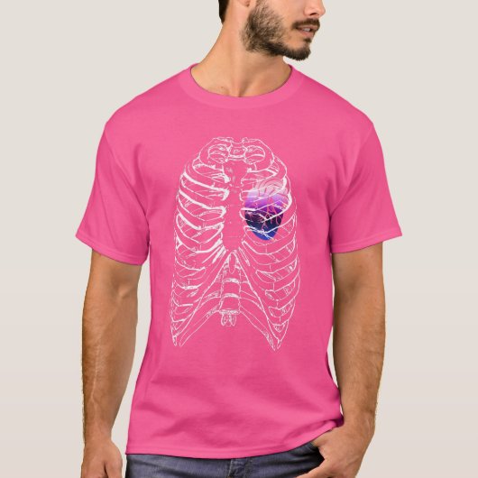 Gendervloeistofanatomische hartribcage Queer Pride T-shirt (Voorkant)