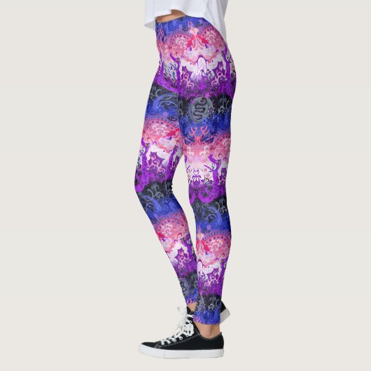 Gendervloeistofdragon Damask - Gendervloeide Pride Leggings (Links)