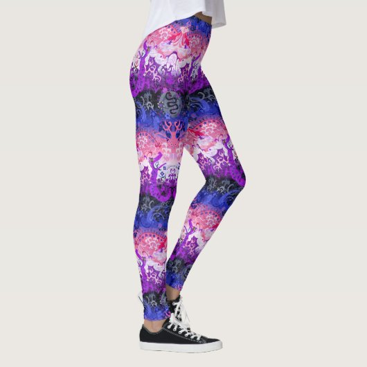 Gendervloeistofdragon Damask - Gendervloeide Pride Leggings (Rechts)