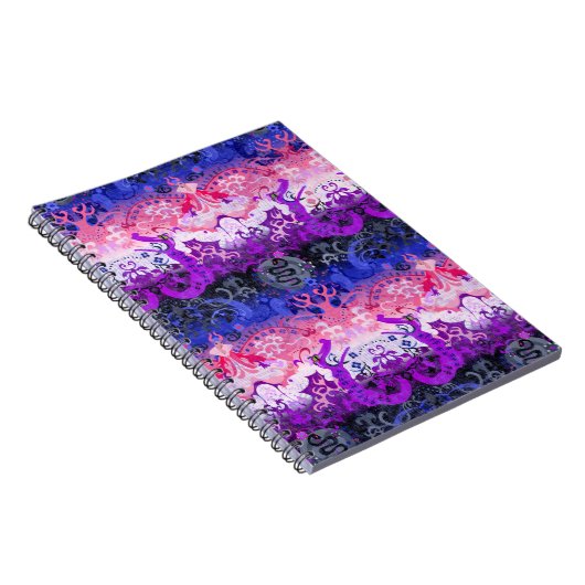 Gendervloeistofdragon Damask - Gendervloeide Pride Notitieboek (Rechterzijde)