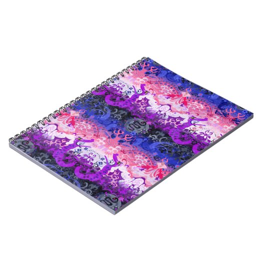 Gendervloeistofdragon Damask - Gendervloeide Pride Notitieboek (Linkerzijde)