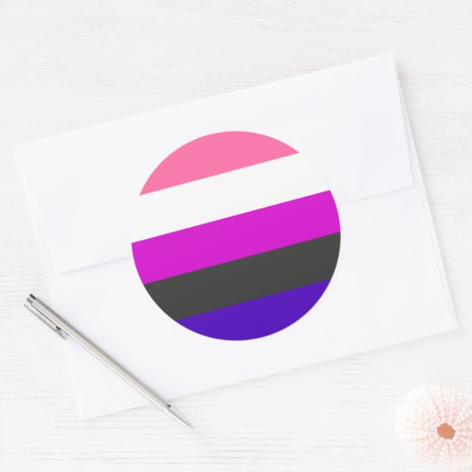 Gendervloeivlag Ronde Sticker (Envelop)