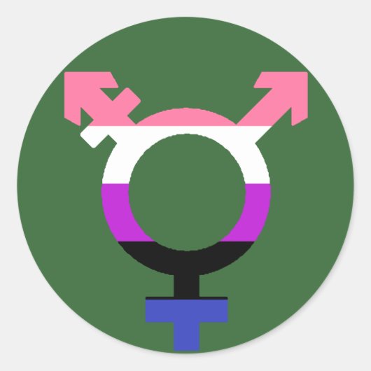 Gendervloeivlag Trans-symbool Ronde Sticker (Voorkant)