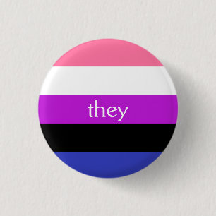 Gendervloeivlag / ze pronoun ronde button 3,2 cm