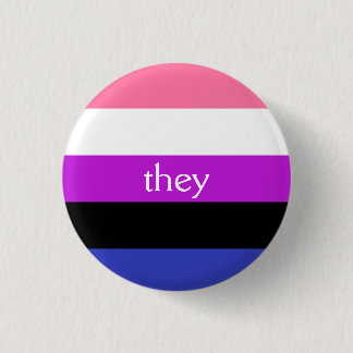 Gendervloeivlag / ze pronoun ronde button 3,2 cm