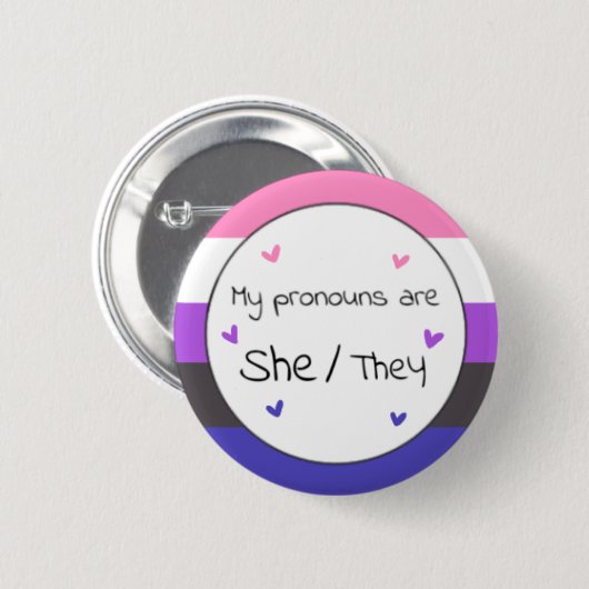 Gendervloeize/Ze Pronoun Pin Ronde Button 5,7 Cm (Voorkant /achterkant)