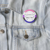 Gendervloeize/Ze Pronoun Pin Ronde Button 5,7 Cm (In situ)