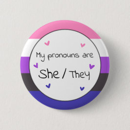 Gendervloeize/Ze Pronoun Pin Ronde Button 5,7 Cm