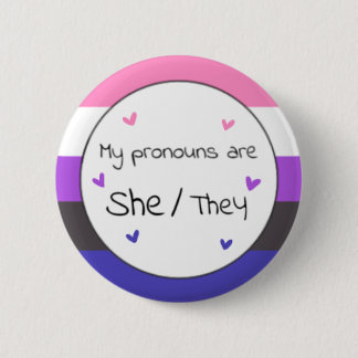Gendervloeize/Ze Pronoun Pin Ronde Button 5,7 Cm