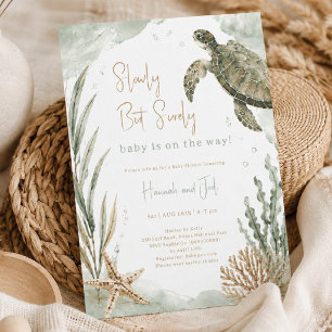 Gendervrije Zeeschildpad Baby Shower Boho Kaart