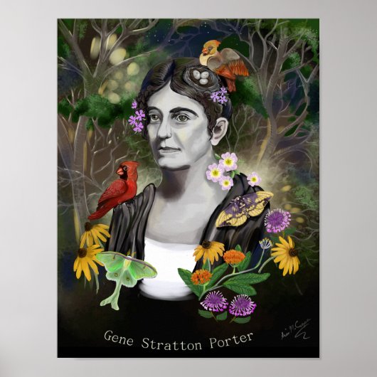 Gene Stratton Porter Portrait Digital Painting Poster (Voorkant)