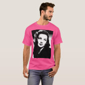 Gene Tierney Linocut in zwart wit T-shirt (Voorkant volledig)