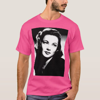 Gene Tierney Linocut in zwart wit T-shirt