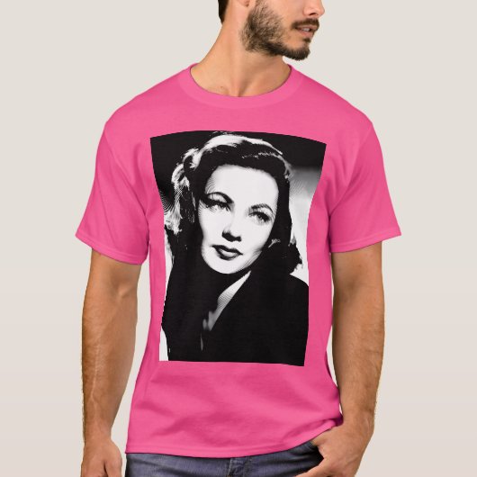 Gene Tierney Linocut in zwart wit T-shirt (Voorkant)