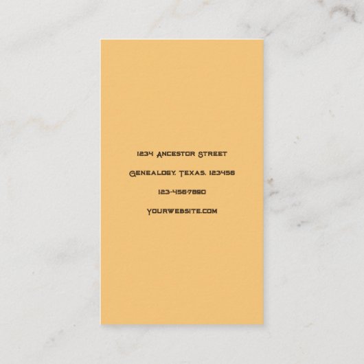 Genealoge begraafplaats — boomstam visitekaartje (Achterkant)