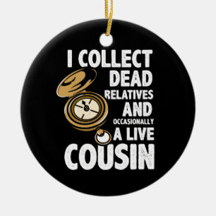 Genealoge ik verzamel dode familieleden en neef keramisch ornament