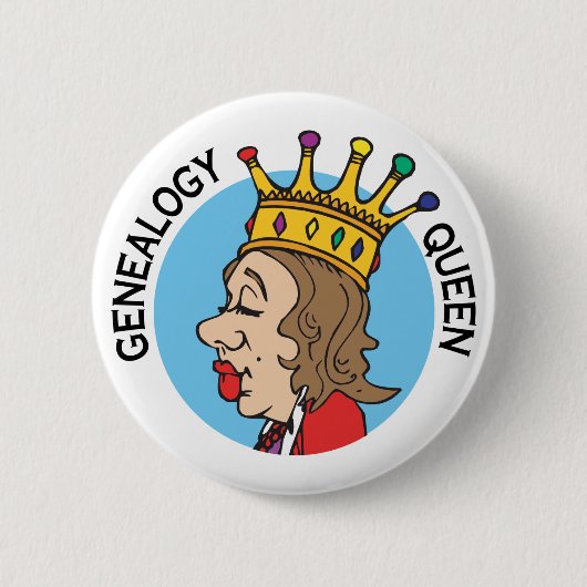 Genealoge koningin ronde button 5,7 cm (Voorkant)