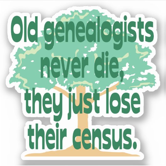 Genealogen verliezen hun census vinyl sticker (Voorkant)