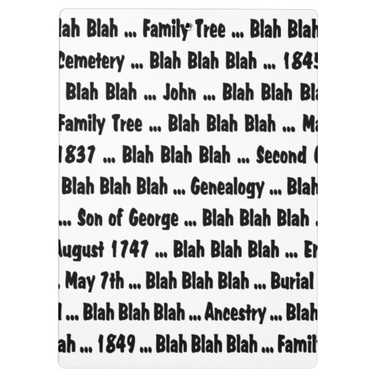 Genealogie Blah Blah Klembord (Achterkant)