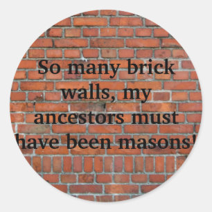 Genealogie "Brick Wall" ticker Ronde Sticker