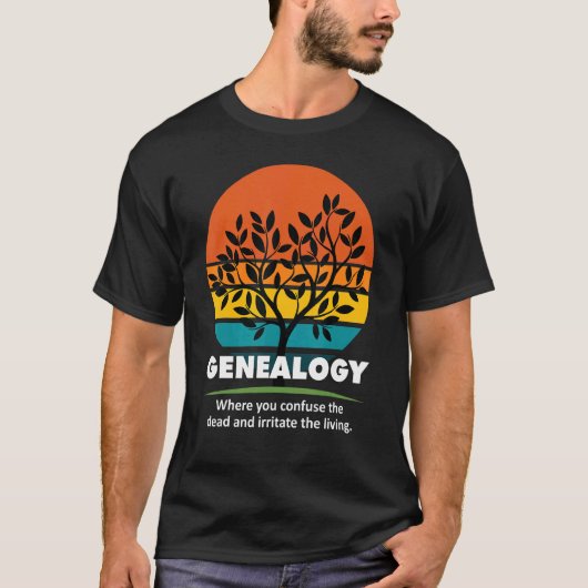 Genealogie Irriteren Levend Afkomst Retro T T-shirt (Voorkant)