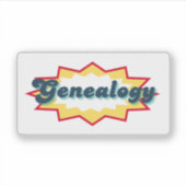 Genealogie, stripboek pop design sticker (Voorkant)
