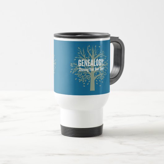 Genealogie Travel Mug (blauw) Reisbeker (Voorkant rechts)