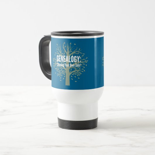 Genealogie Travel Mug (blauw) Reisbeker (Voorkant links)