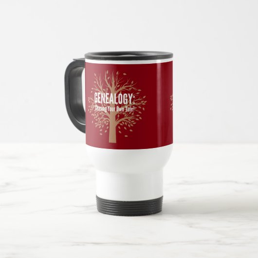 Genealogie Travel Mug (rood) Reisbeker (Voorkant links)