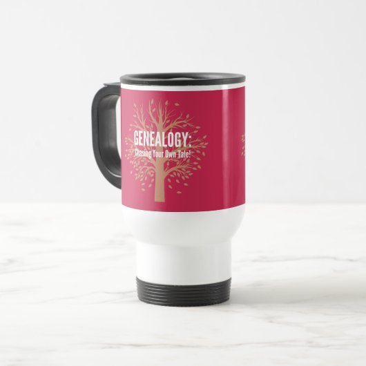 Genealogie Travel Mug (roze) Reisbeker (Voorkant links)
