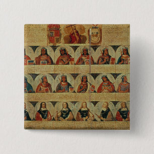 Genealogie van de heersers van de Inca en hun Spaa Vierkante Button 5,1 Cm
