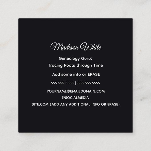 Genealogie Vierkante Visitekaartje (Achterkant)