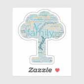Genealogie Word Tree Custom-Cut Vinyl Sticker Blau (Vel)