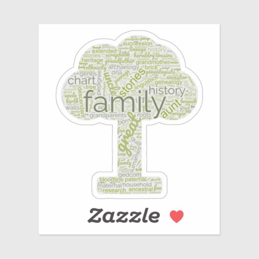 Genealogie Word Tree Custom-Cut Vinyl Sticker Groe (Vel)