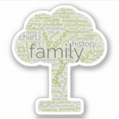 Genealogie Word Tree Custom-Cut Vinyl Sticker Groe (Voorkant)