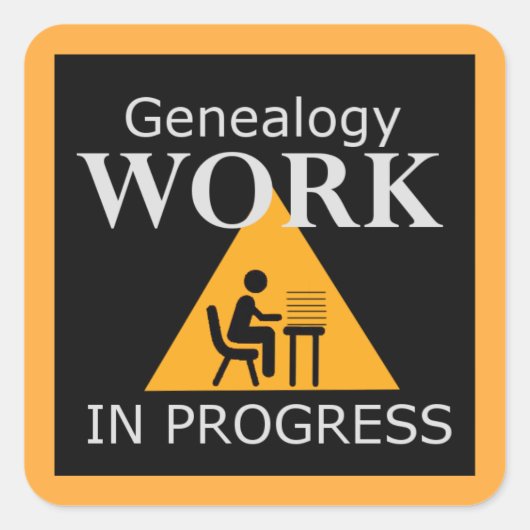 Genealogisch werk in uitvoering vierkante sticker (Voorkant)
