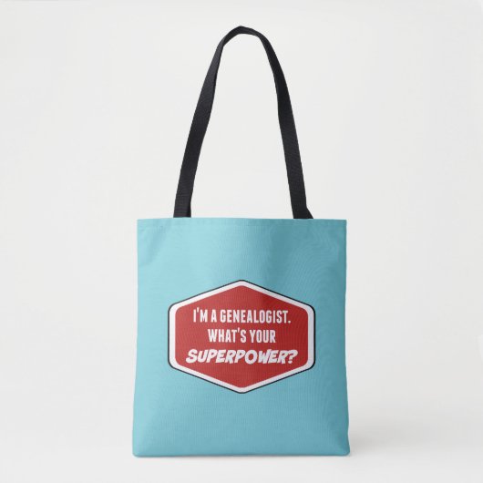 Genealogist Superpower Custom Blue Canvas tas (Voorkant)