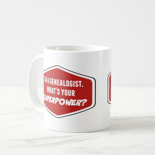 Genealogist Superpower Custom Coffee Mok (Voorkant links)