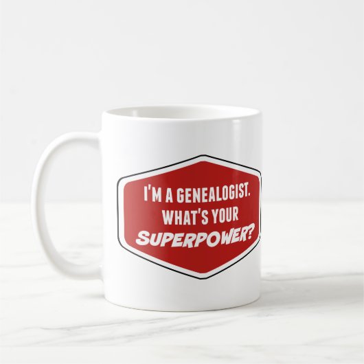 Genealogist Superpower Custom Coffee Mok (Links)