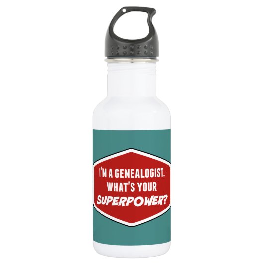 Genealogist Superpower Custom Water Bottle (18 oz) Waterfles (Voorkant)