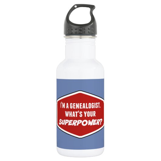 Genealogist Superpower Custom Water Bottle (18 oz) Waterfles (Voorkant)