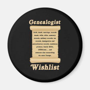 Genealogist Wish List Tree Genealogy Family Gift Magneet