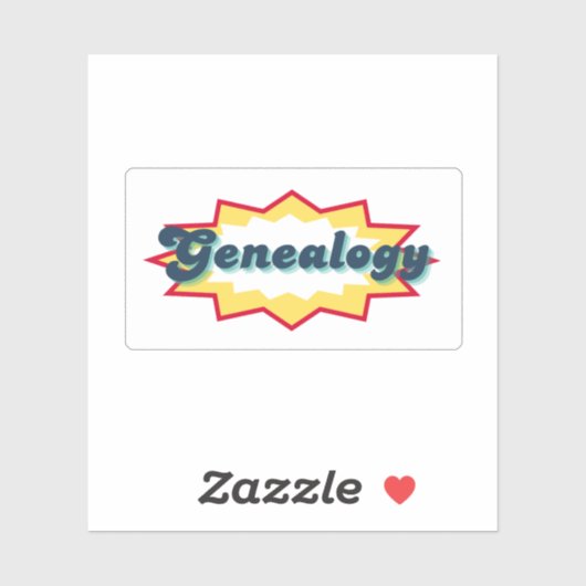 Genealogy, comic book pop design sticker (Vel)