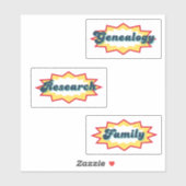 Genealogy, Research, Family, comic book pop design Sticker (Vel)