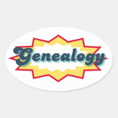 Genealogy Sticker, comic book pop design Ovale Sticker (Voorkant)