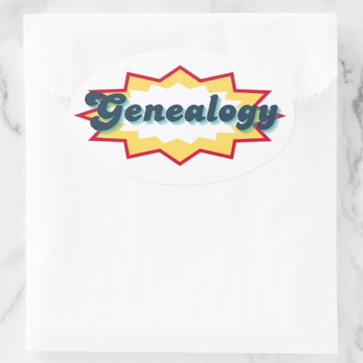Genealogy Sticker, comic book pop design Ovale Sticker (Tas)