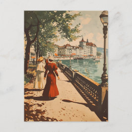 Geneefse Lakeside Vintage Briefkaart
