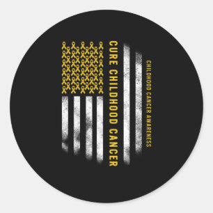 Genees Kanker Bij Kinderen Gouden Lint Usa Vlag St Ronde Sticker