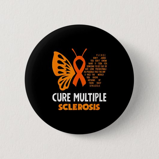 Genees Multiple Sclerose Bewustzijn Vlinder Ms Awa Ronde Button 5,7 Cm (Voorkant)